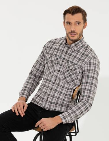 Açık Kahverengi Regular Fit Uzun Kollu Gömlek
