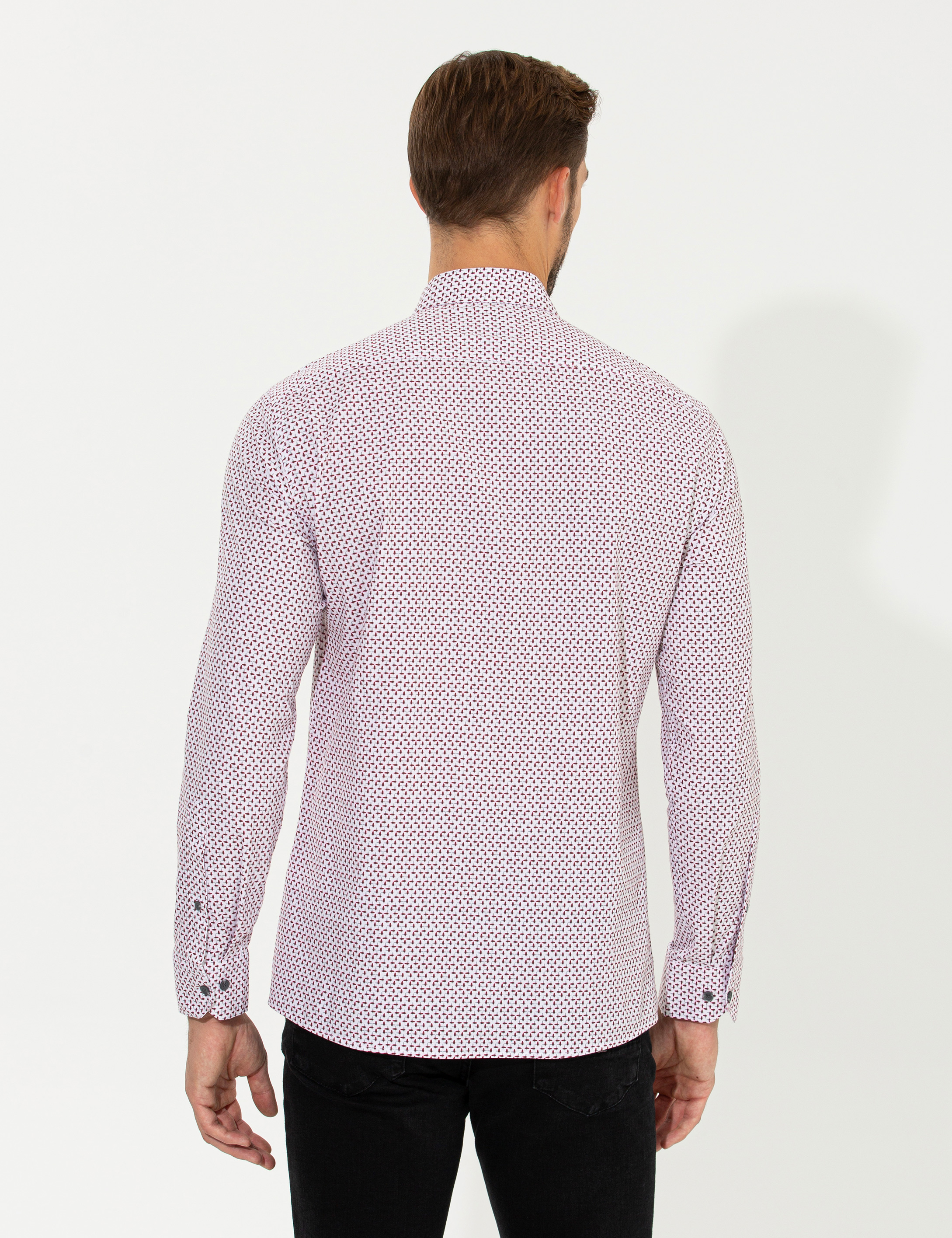 Pierre Cardin Bordo Slim Fit Uzun Kollu Gömlek görsel 5