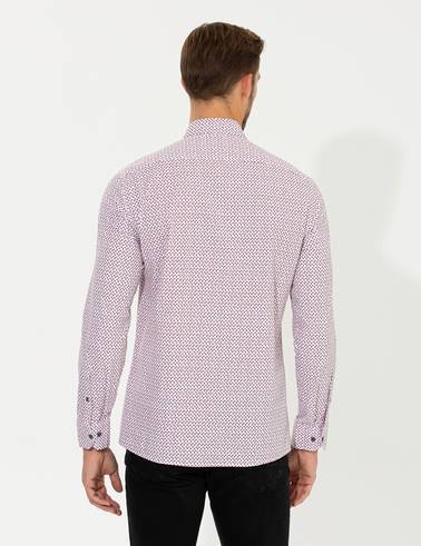 Bordo Slim Fit Uzun Kollu Gömlek
