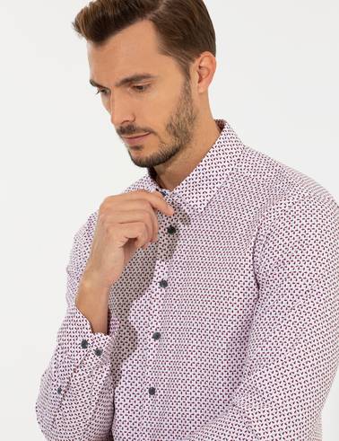 Bordo Slim Fit Uzun Kollu Gömlek