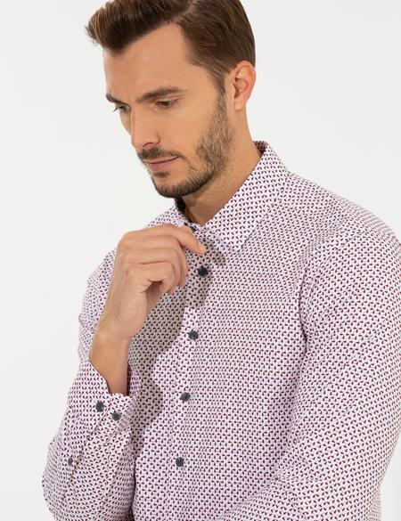 Bordo Slim Fit Uzun Kollu Gömlek - 50259486009