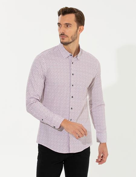 Bordo Slim Fit Uzun Kollu Gömlek - 50259486009