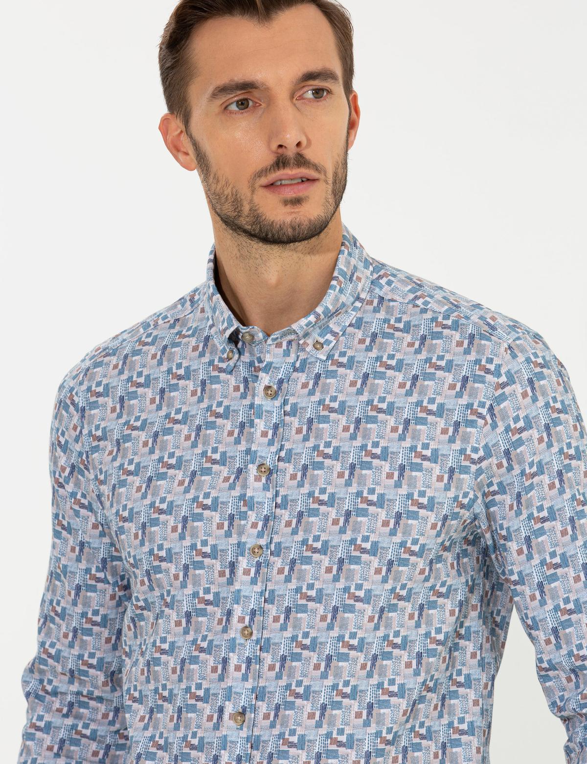 Bej Slim Fit Uzun Kollu Gömlek - 50262462006