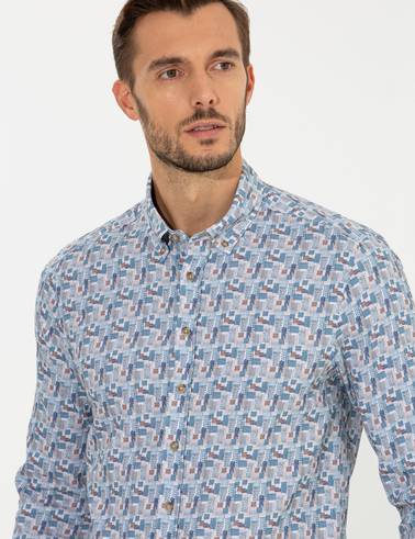 Bej Slim Fit Uzun Kollu Gömlek