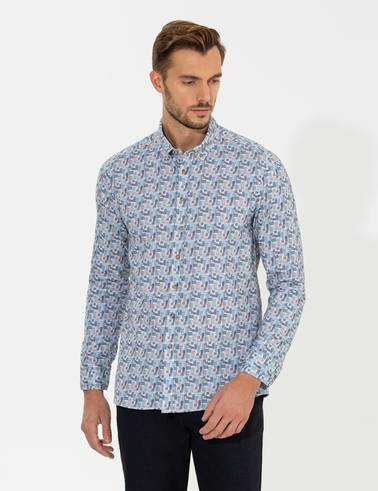 Bej Slim Fit Uzun Kollu Gömlek