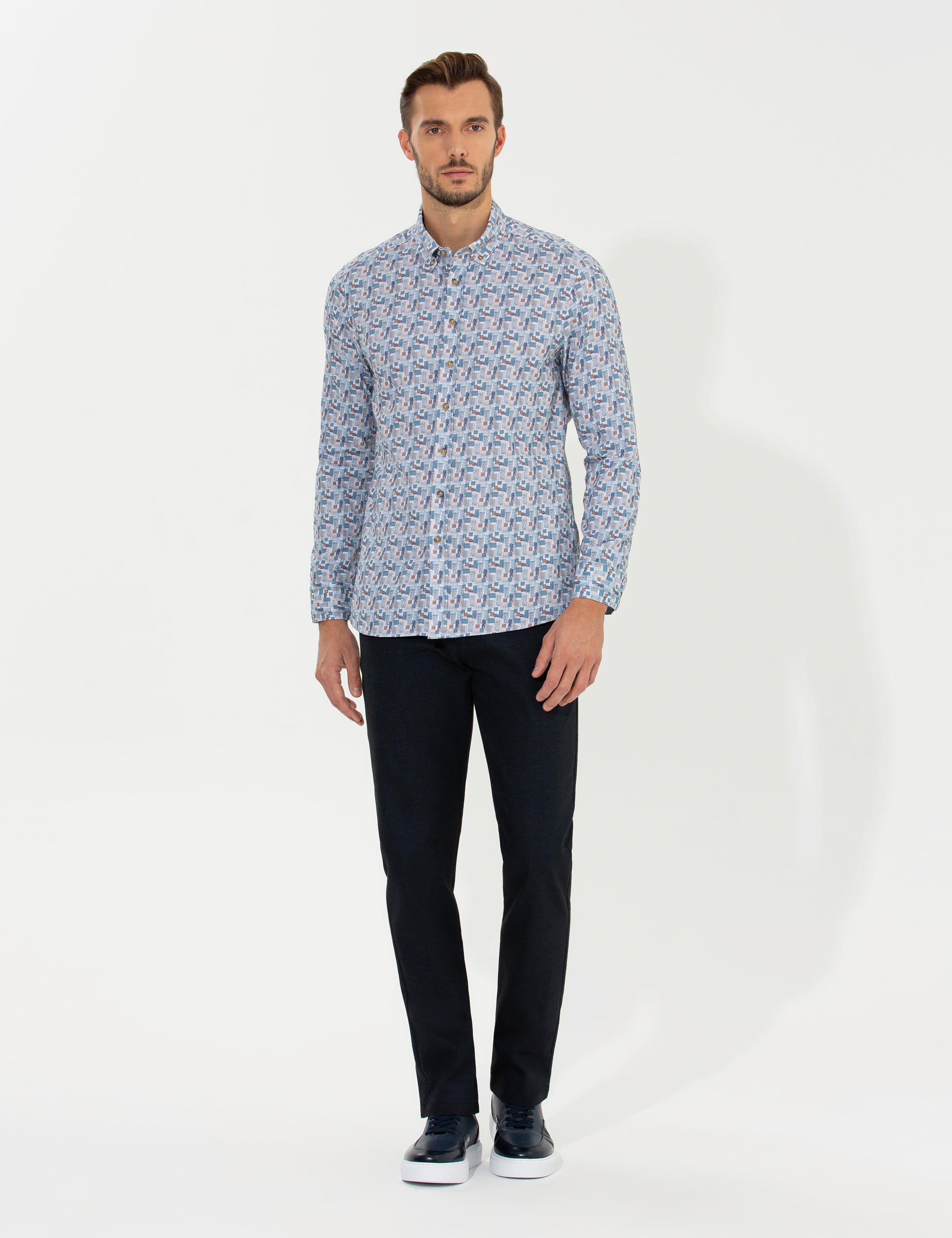 Pierre Cardin Bej Slim Fit Uzun Kollu Gömlek görsel 4