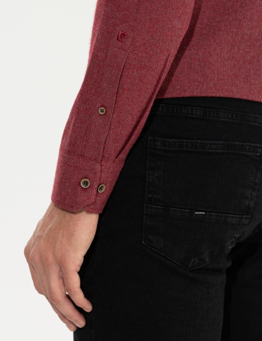 Bordo Regular Fit Uzun Kollu Gömlek