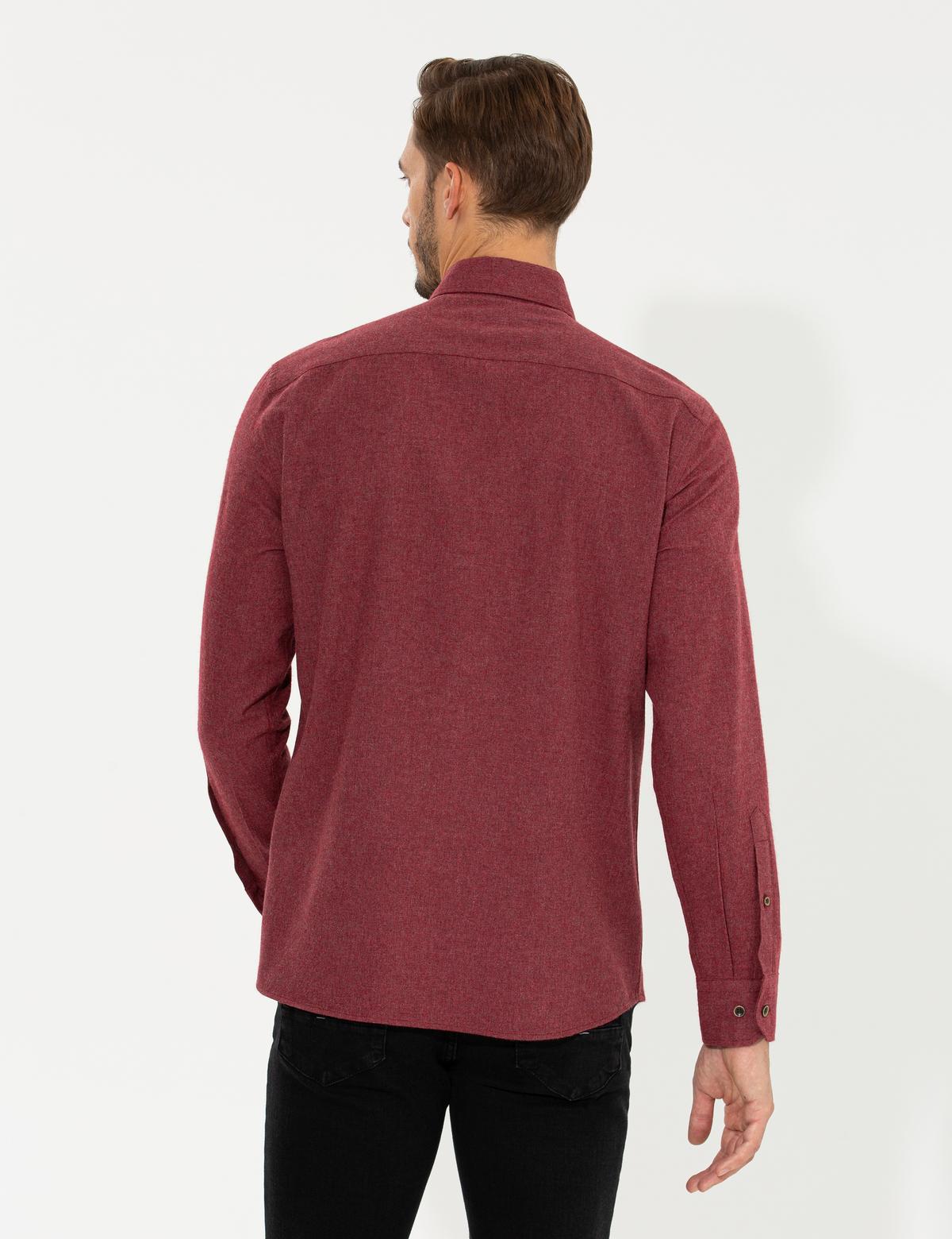 Bordo Regular Fit Uzun Kollu Gömlek - 50259512057