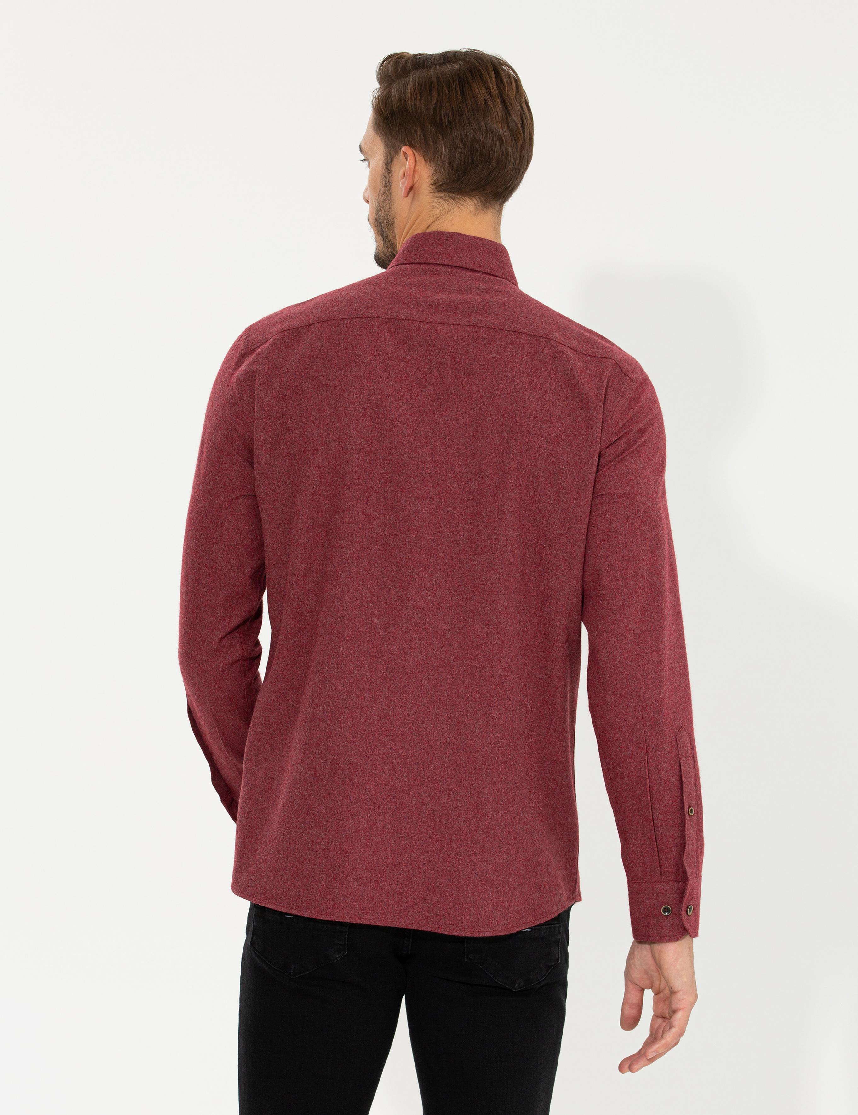 Bordo Regular Fit Uzun Kollu Gömlek