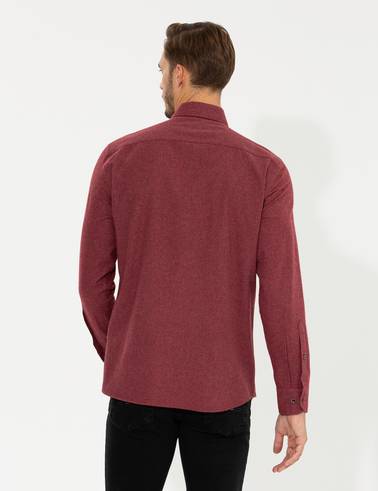 Bordo Regular Fit Uzun Kollu Gömlek