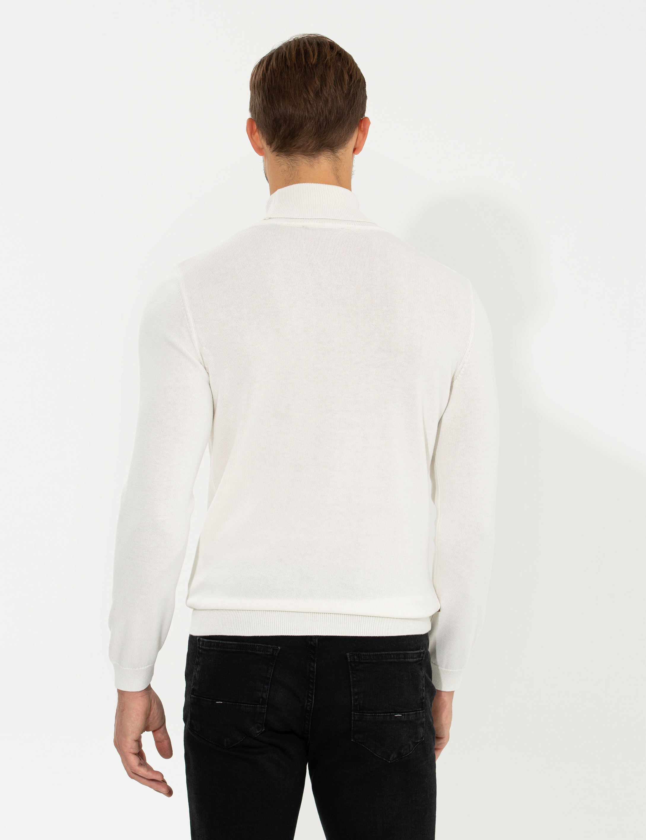 Pierre Cardin Ekru Slim Fit Balıkçı Yaka Triko Kazak görsel 5