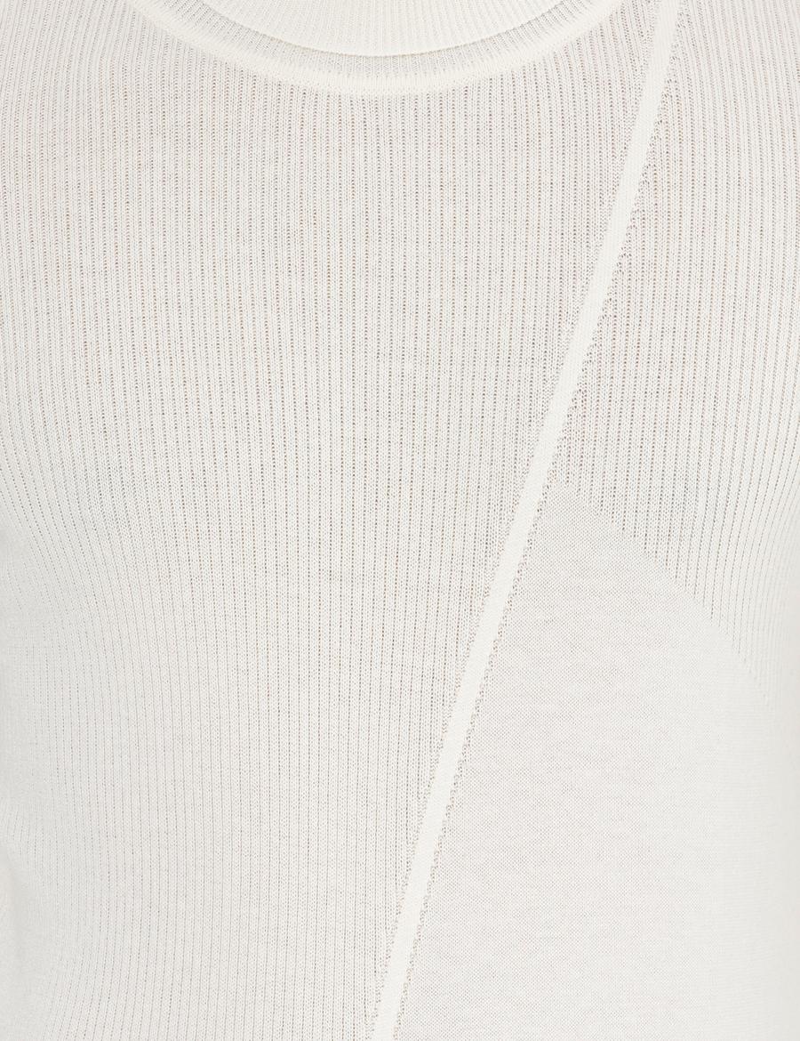 Ekru Slim Fit Balıkçı Yaka Triko Kazak