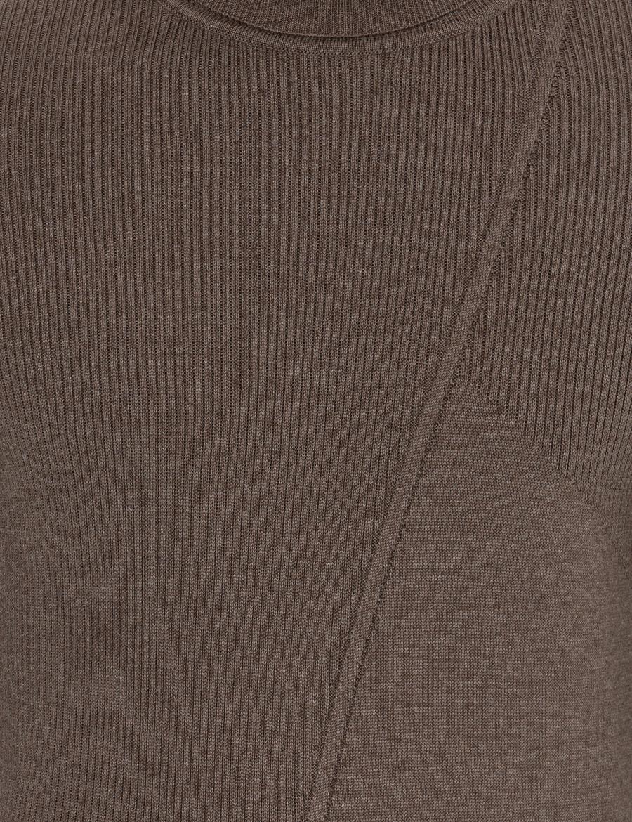 Vizon Melanj Slim Fit Balıkçı Yaka Triko Kazak