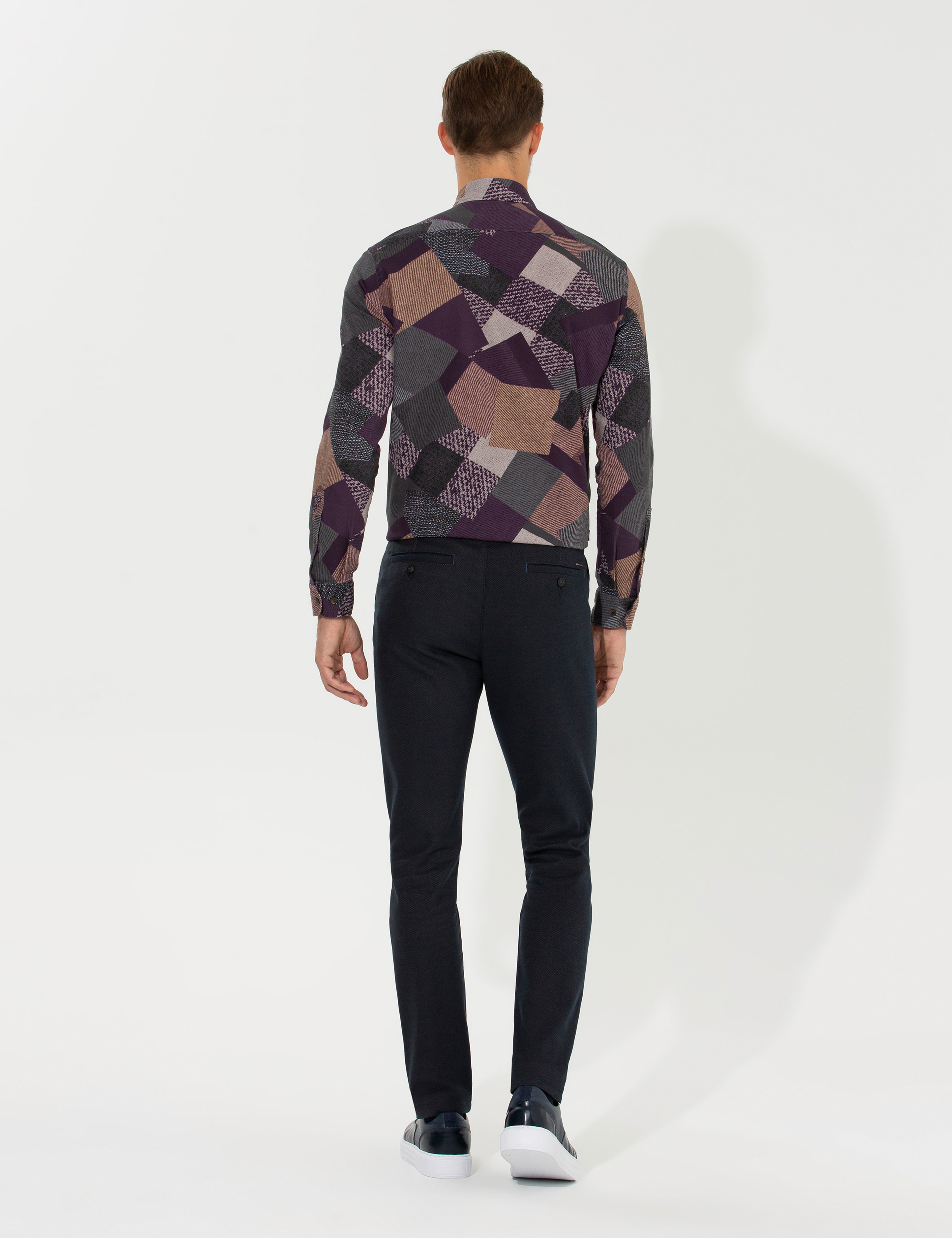 Kahverengi Slim Fit Kanvas Pantolon - Image 4