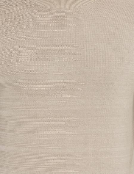 Kum Melanj Slim Fit Yarım Balıkçı Yaka Triko Kazak - 50258797038