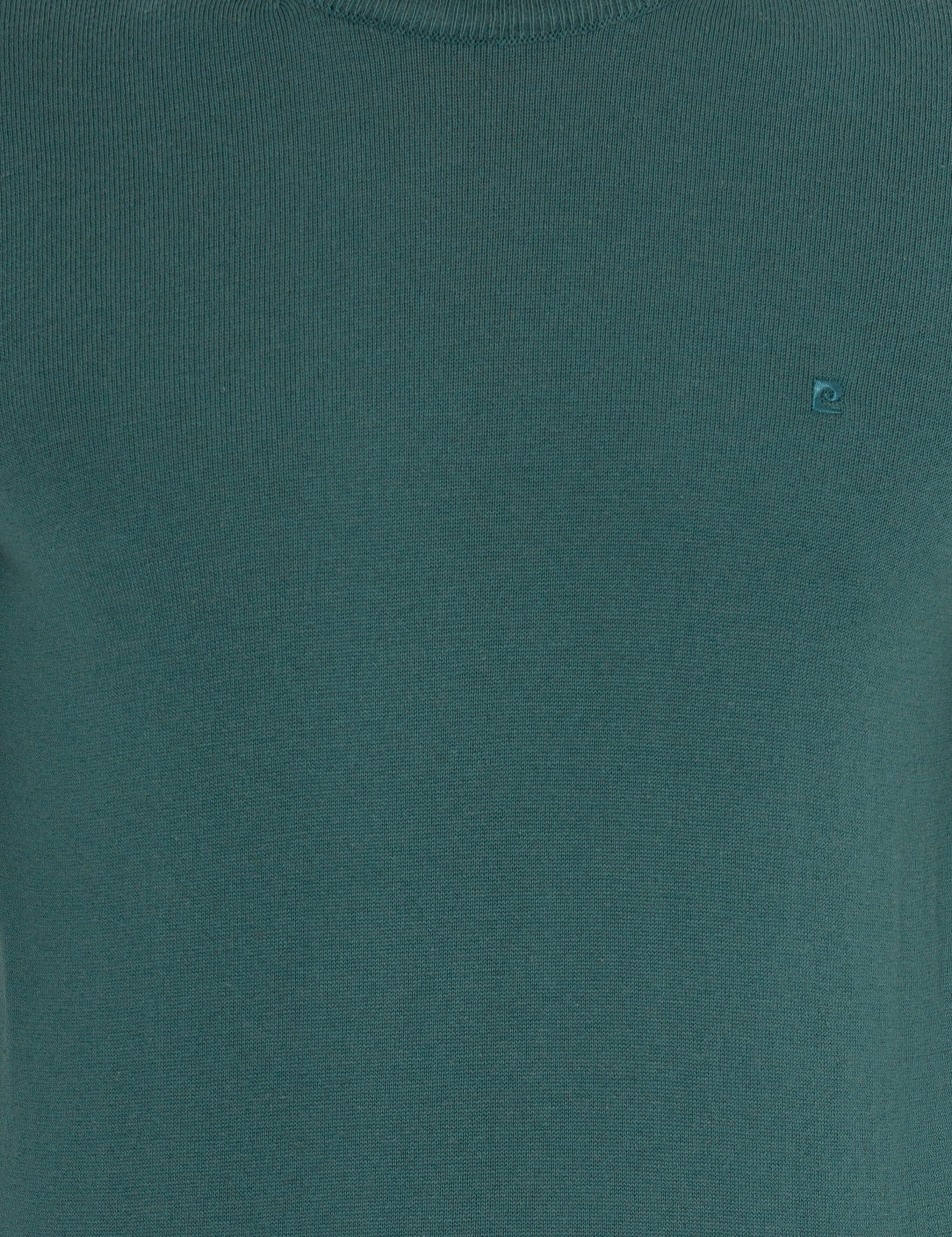 Yeşil Slim Fit Bisiklet Yaka Basic Triko Kazak