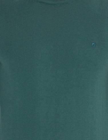 Yeşil Slim Fit Bisiklet Yaka Basic Triko Kazak