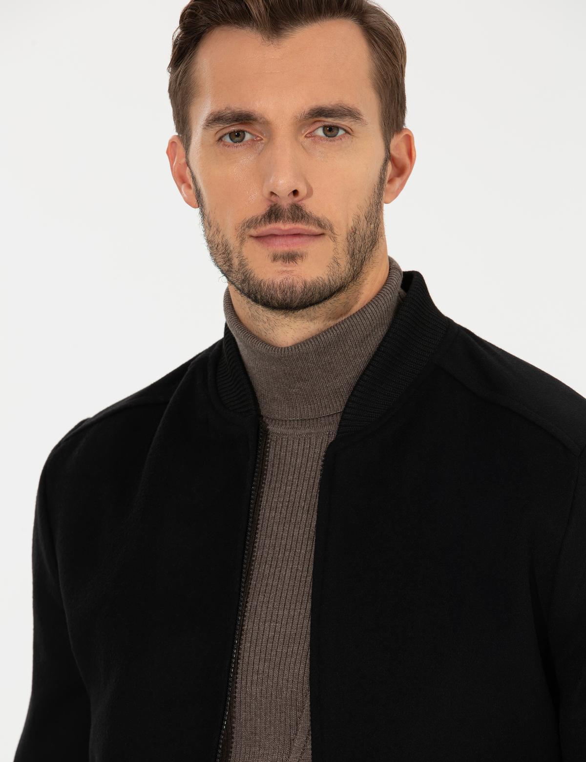 Siyah Kaşe Mont - 50257387002