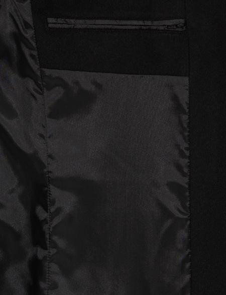 Siyah Ex. Slim Fit Kaşe Kaban - 50257388006