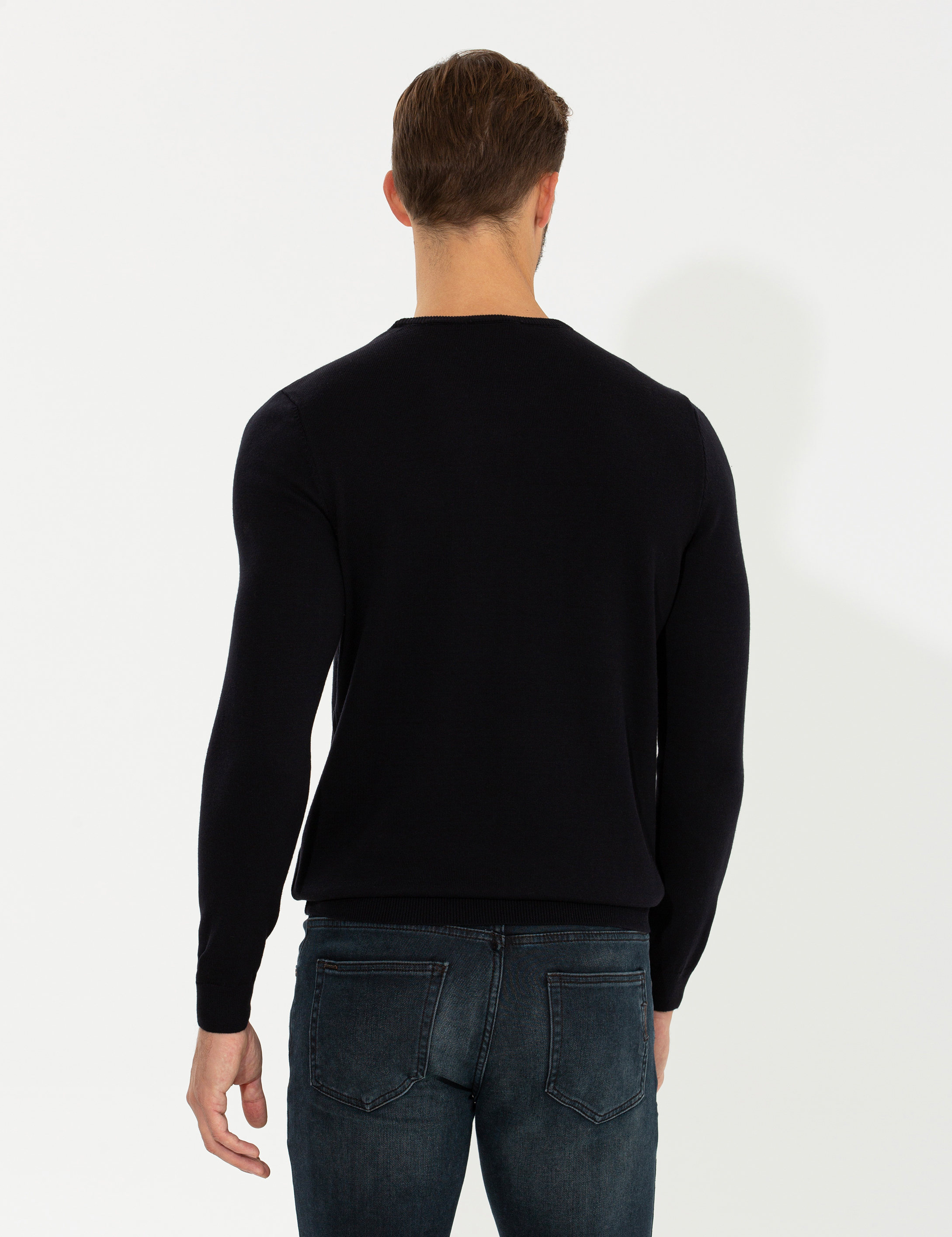 Pierre Cardin Lacivert Slim Fit Bisiklet Yaka Triko Kazak görsel 5