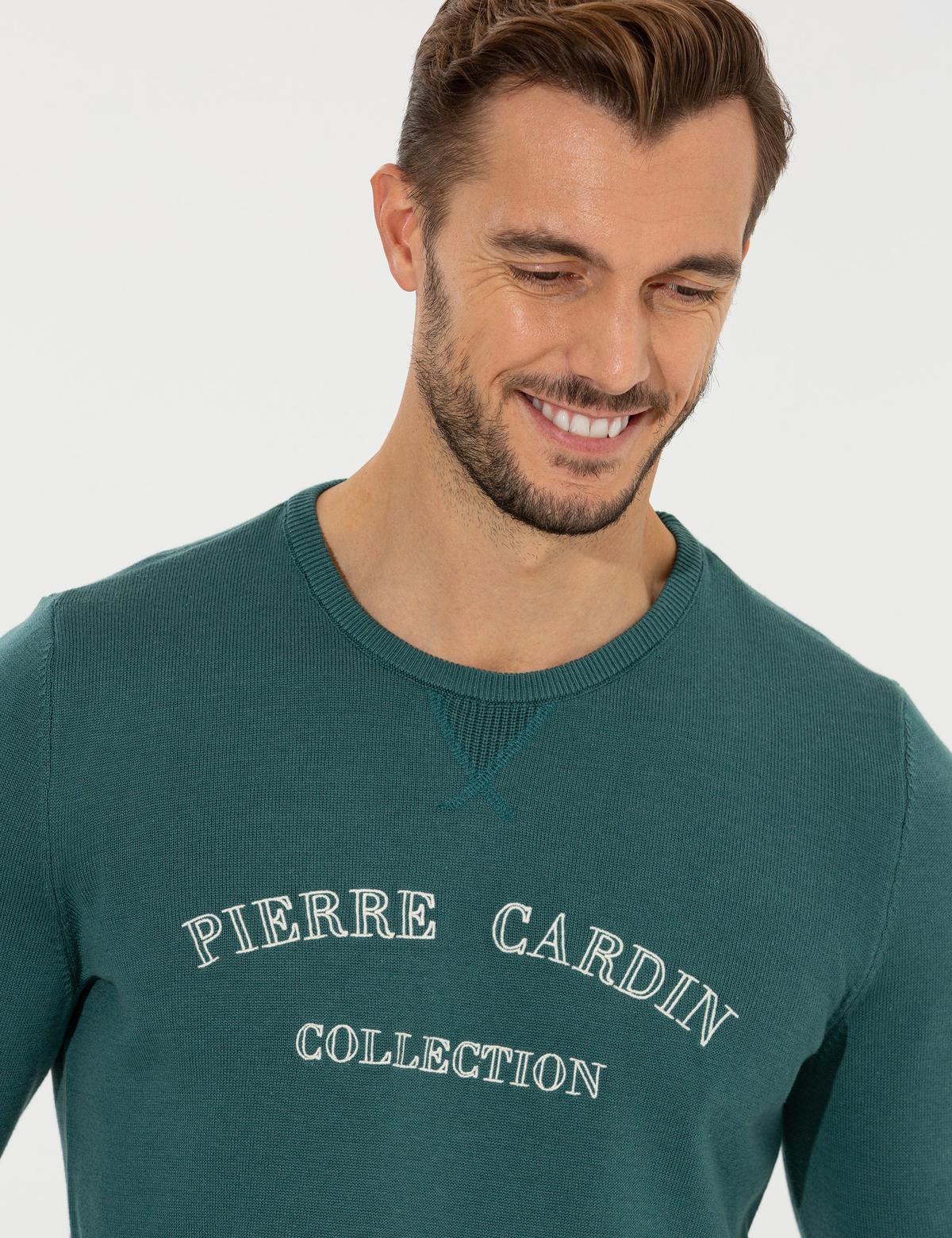 Yeşil Slim Fit Bisiklet Yaka Triko Kazak - 50259091023