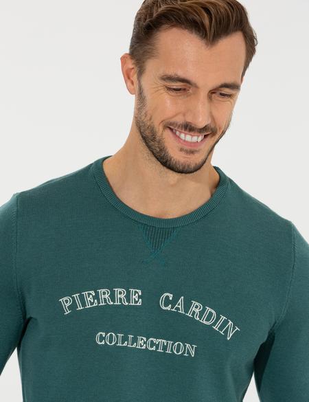 Yeşil Slim Fit Bisiklet Yaka Triko Kazak - 50259091023