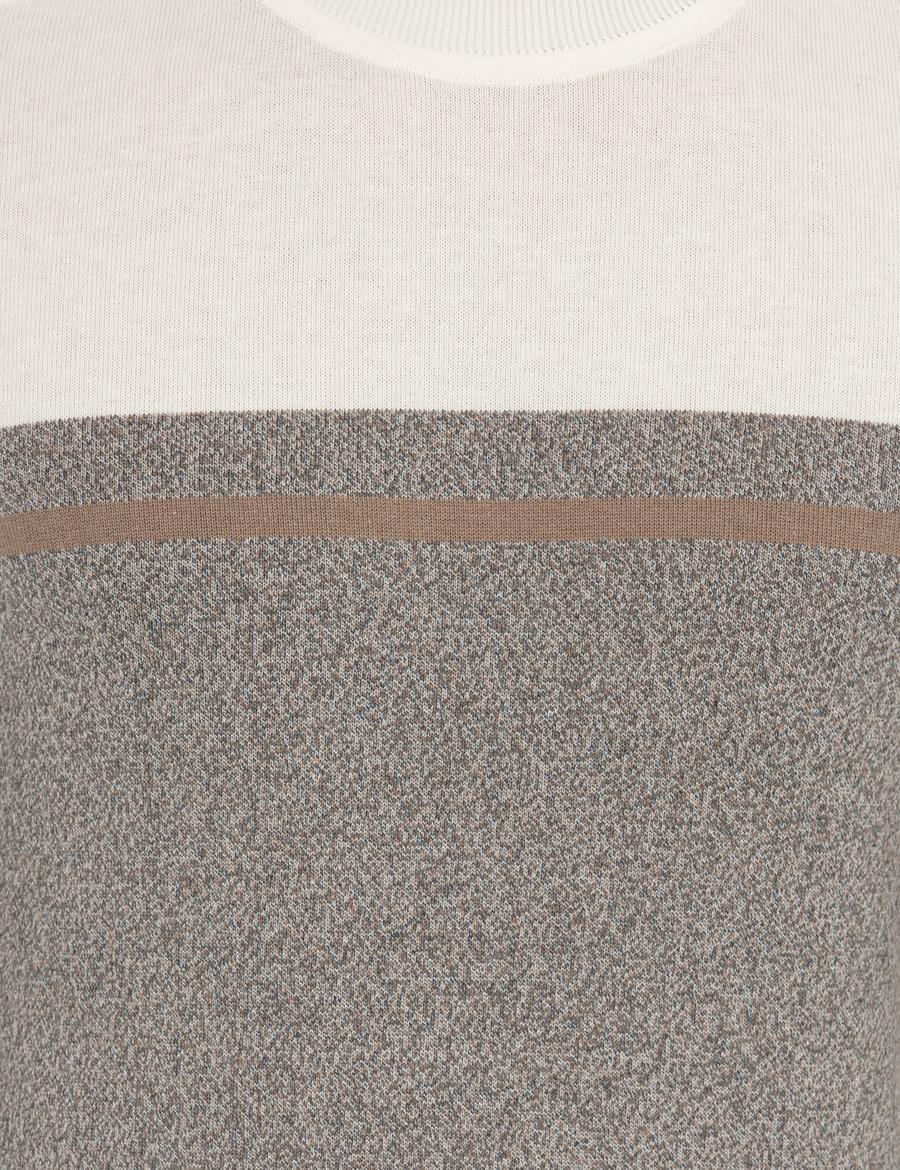 Vizon Melanj Slim Fit Balıkçı Yaka Triko Kazak