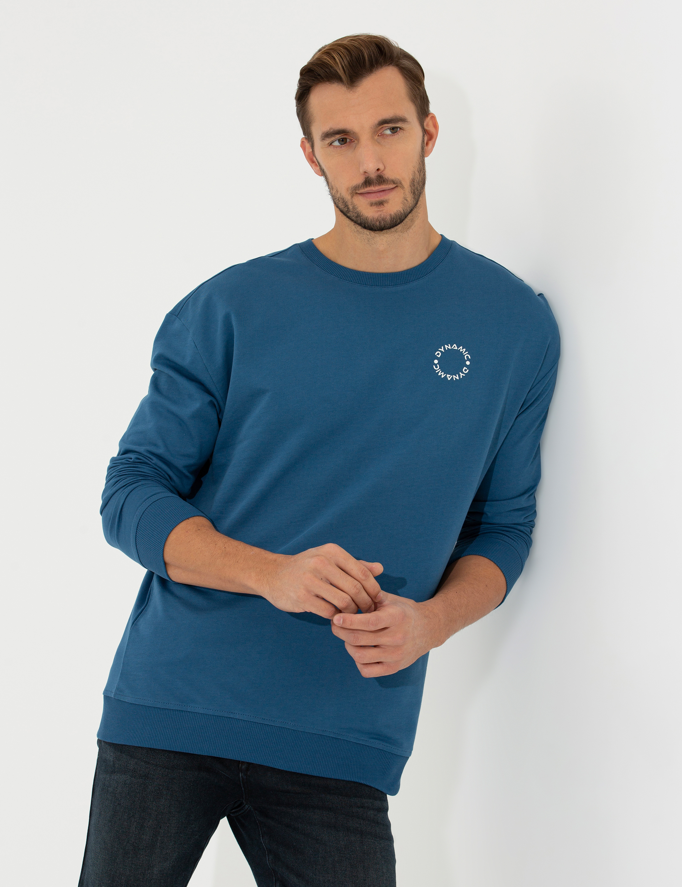 Koyu Mavi Comfort Fit Sweatshirt