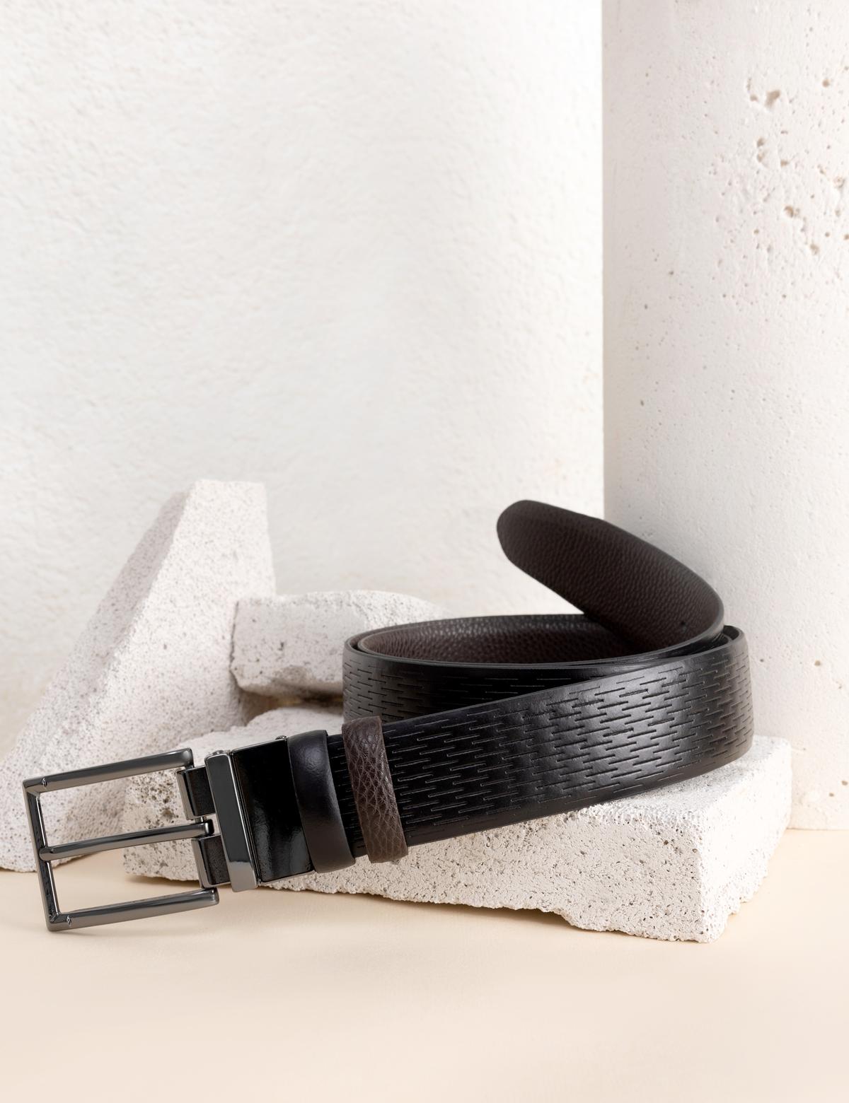 Siyah Çift Taraflı Kemer