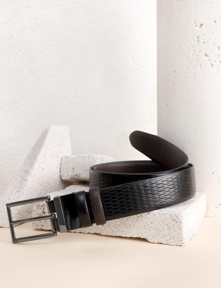 Siyah Çift Taraflı Kemer - 50266926003