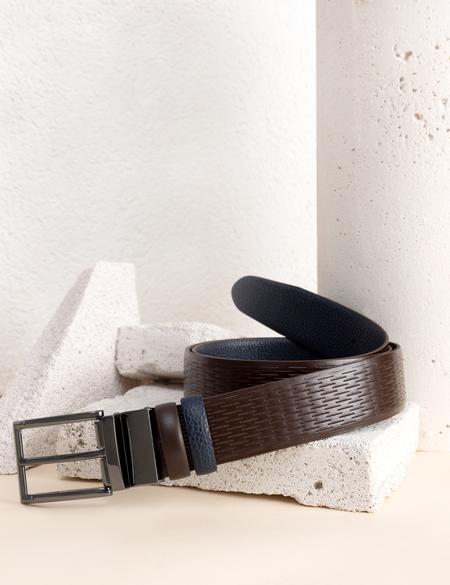 Kahverengi Çift Taraflı Kemer - 50266926008