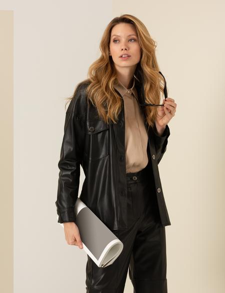 Siyah Suni Deri Gömlek - 50257163011