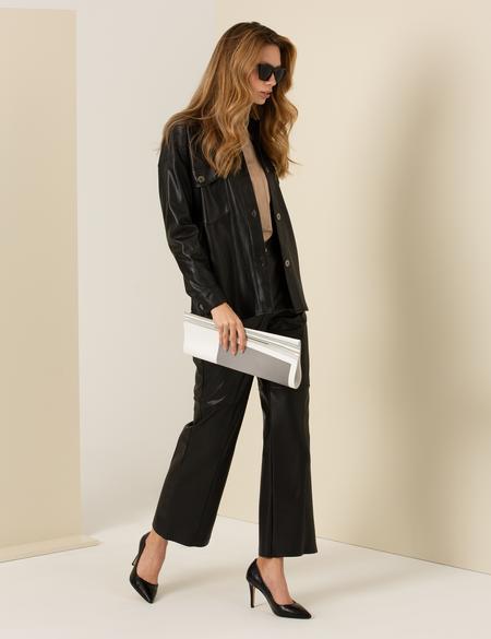 Siyah Suni Deri Gömlek - 50257163011