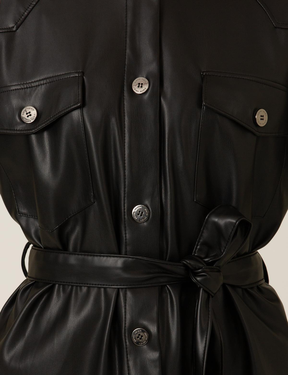 Siyah Suni Deri Gömlek - 50257163011