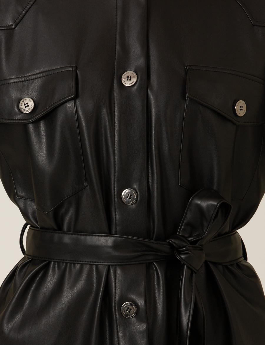 Siyah Suni Deri Gömlek