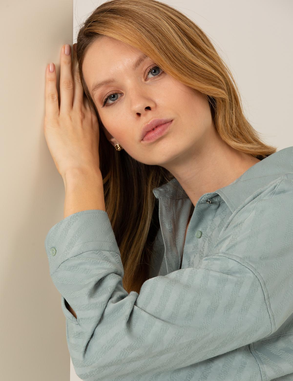 Mint Oversize Uzun Kollu Gömlek