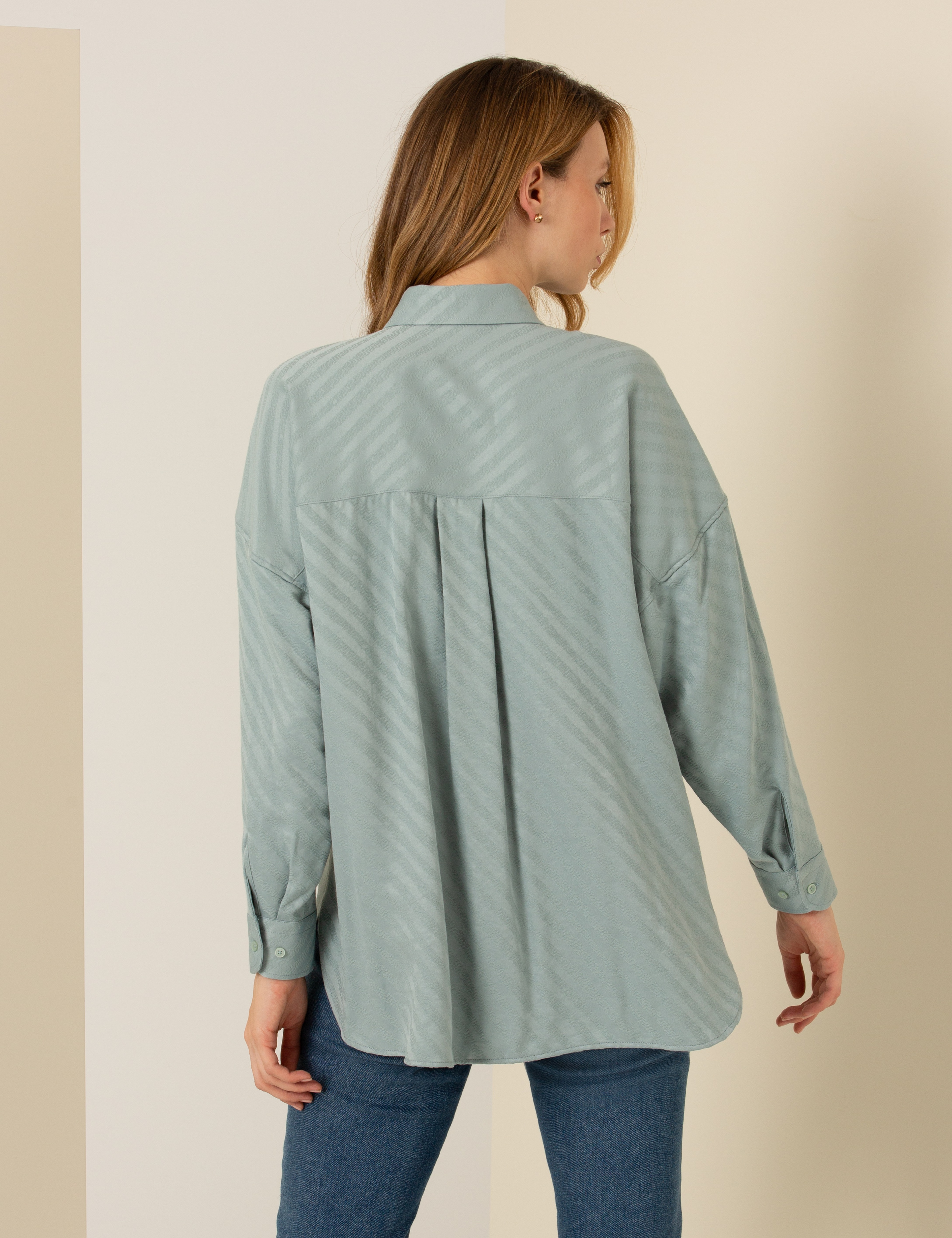 Mint Oversize Uzun Kollu Gömlek - Image 5