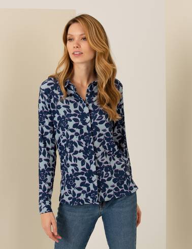 Koyu Mint Desenli Comfort Fit Gömlek