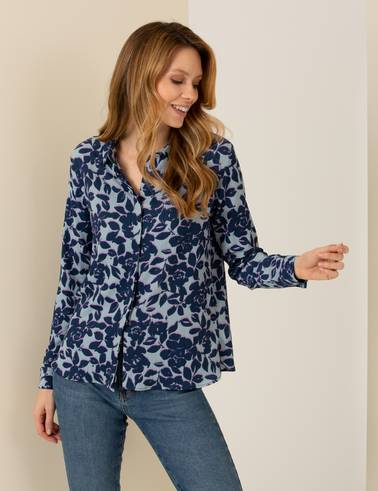 Koyu Mint Desenli Comfort Fit Gömlek