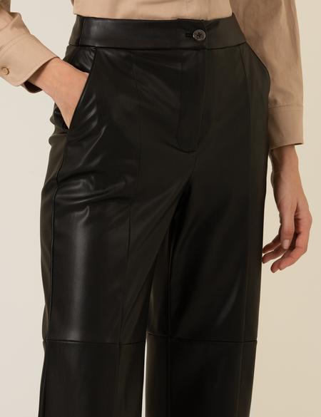 Siyah Suni Deri Pantolon - 50254469030