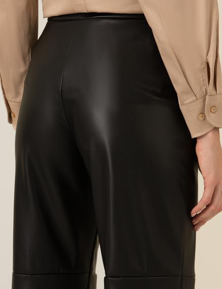 Siyah Suni Deri Pantolon - 50254469030