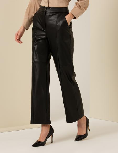 Siyah Suni Deri Pantolon - 50254469030