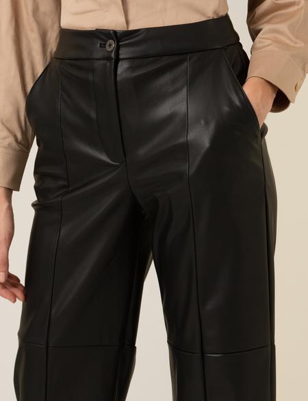 Siyah Suni Deri Pantolon - 50254469030