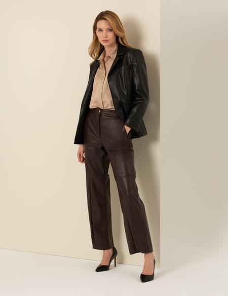 Kahverengi Suni Deri Pantolon - 50254469039