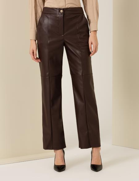 Kahverengi Suni Deri Pantolon - 50254469039