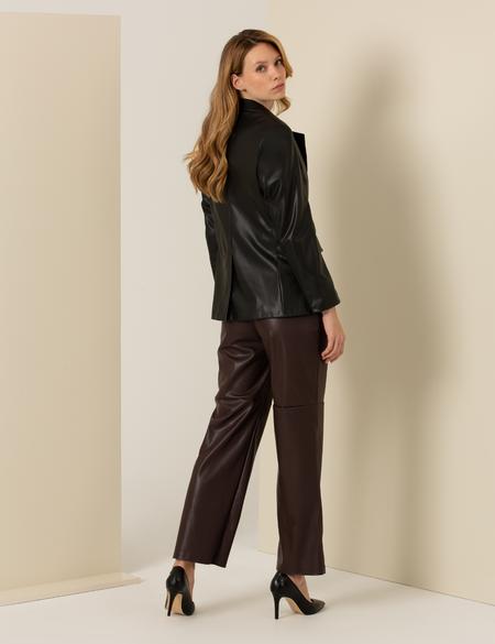 Kahverengi Suni Deri Pantolon - 50254469039