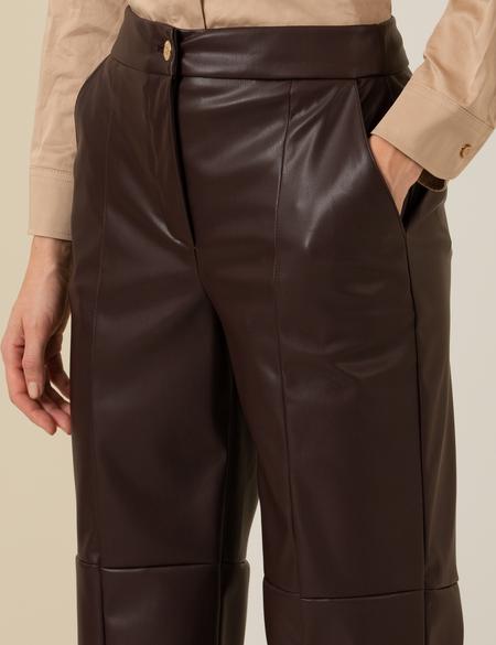 Kahverengi Suni Deri Pantolon - 50254469039