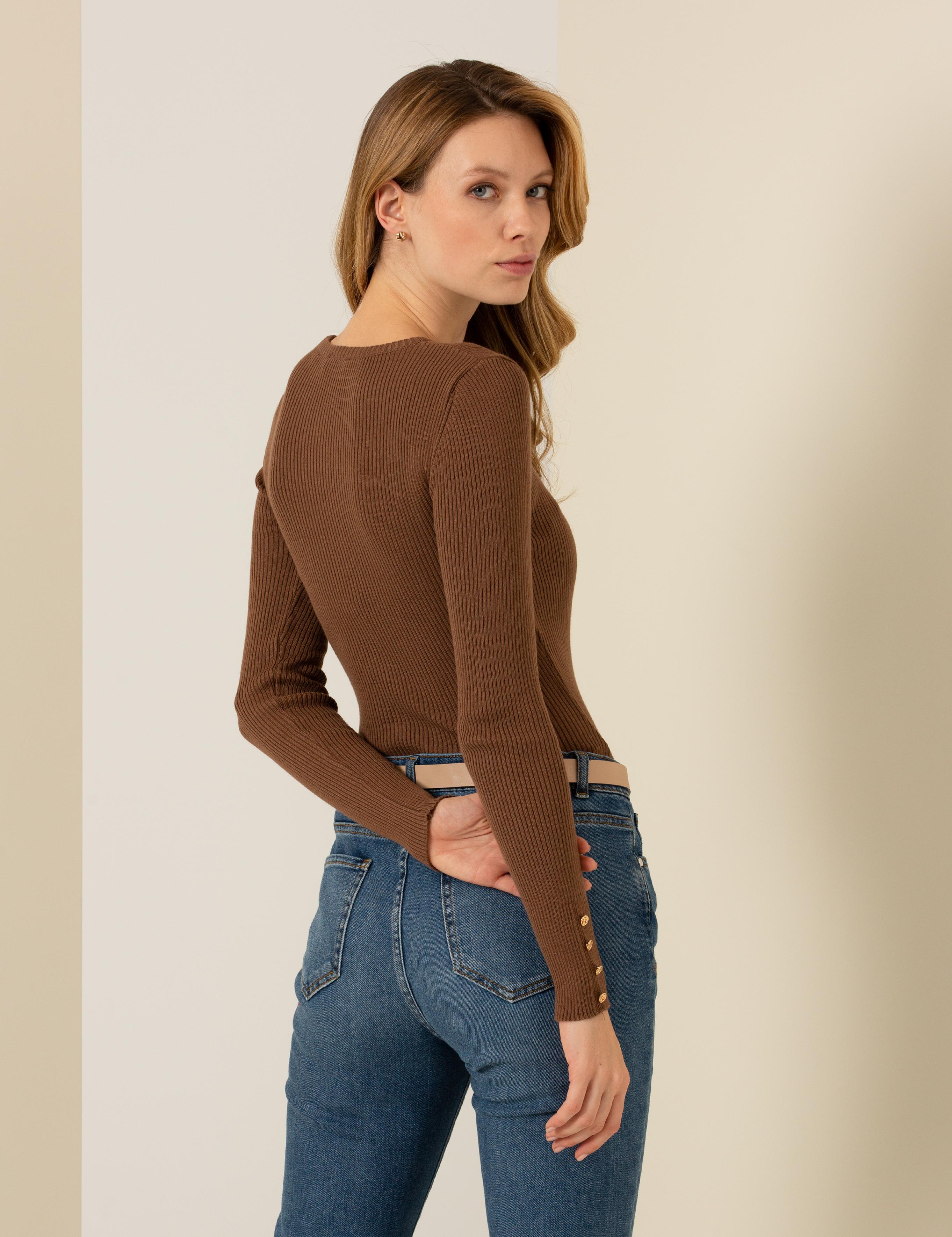 Coconut Slim Fit Bisiklet Yaka Basic Kazak