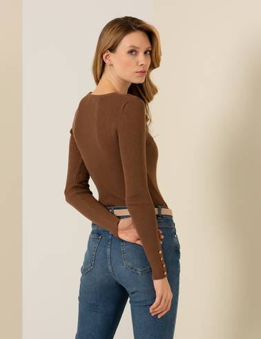 Coconut Slim Fit Bisiklet Yaka Basic Kazak