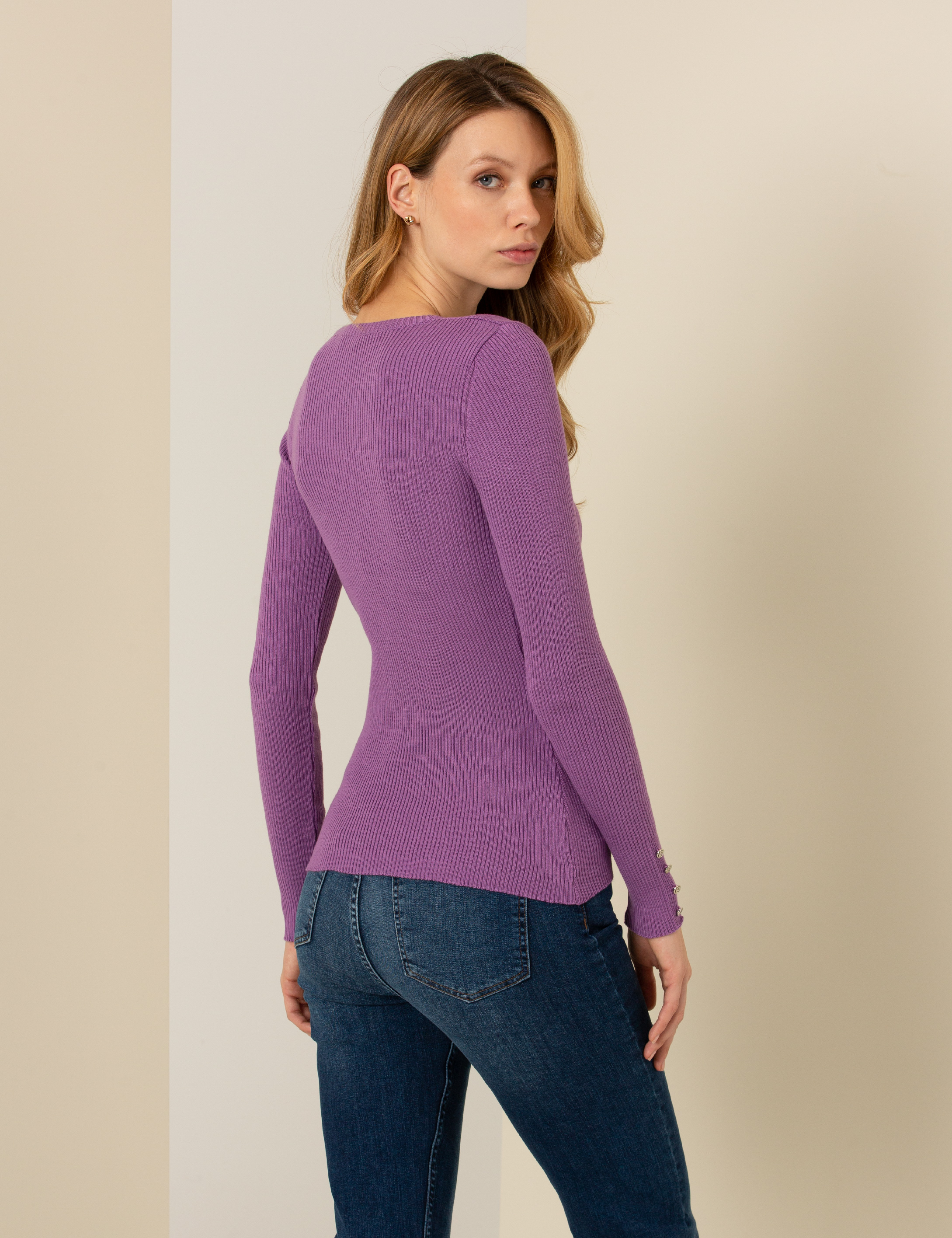 Orkide Slim Fit Bisiklet Yaka Basic Kazak